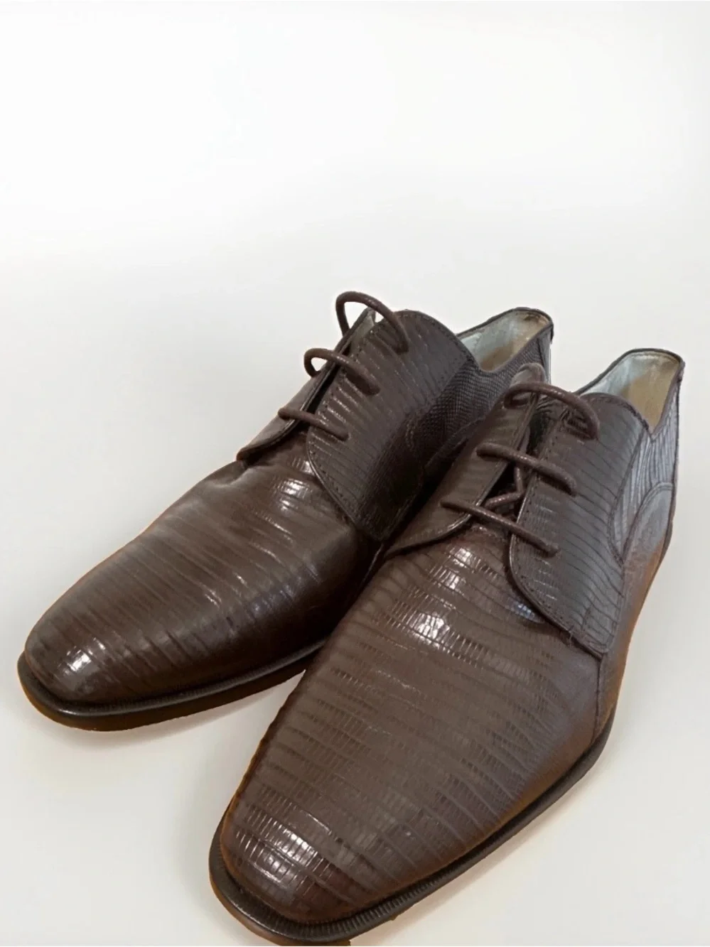 Traversi Vintage Handmade in Italy Genuine Teju Lizard 3-Eyelet Derby Dress Shoe